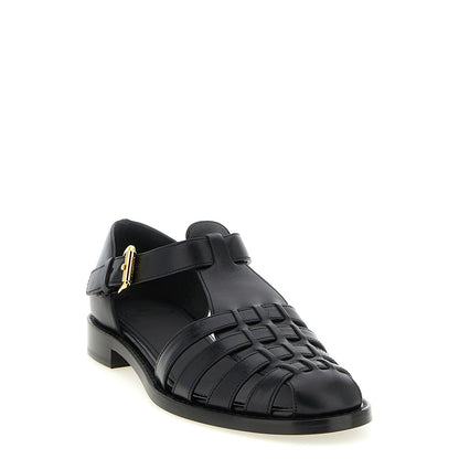 Church's Black Calfskin Flat Sandals
