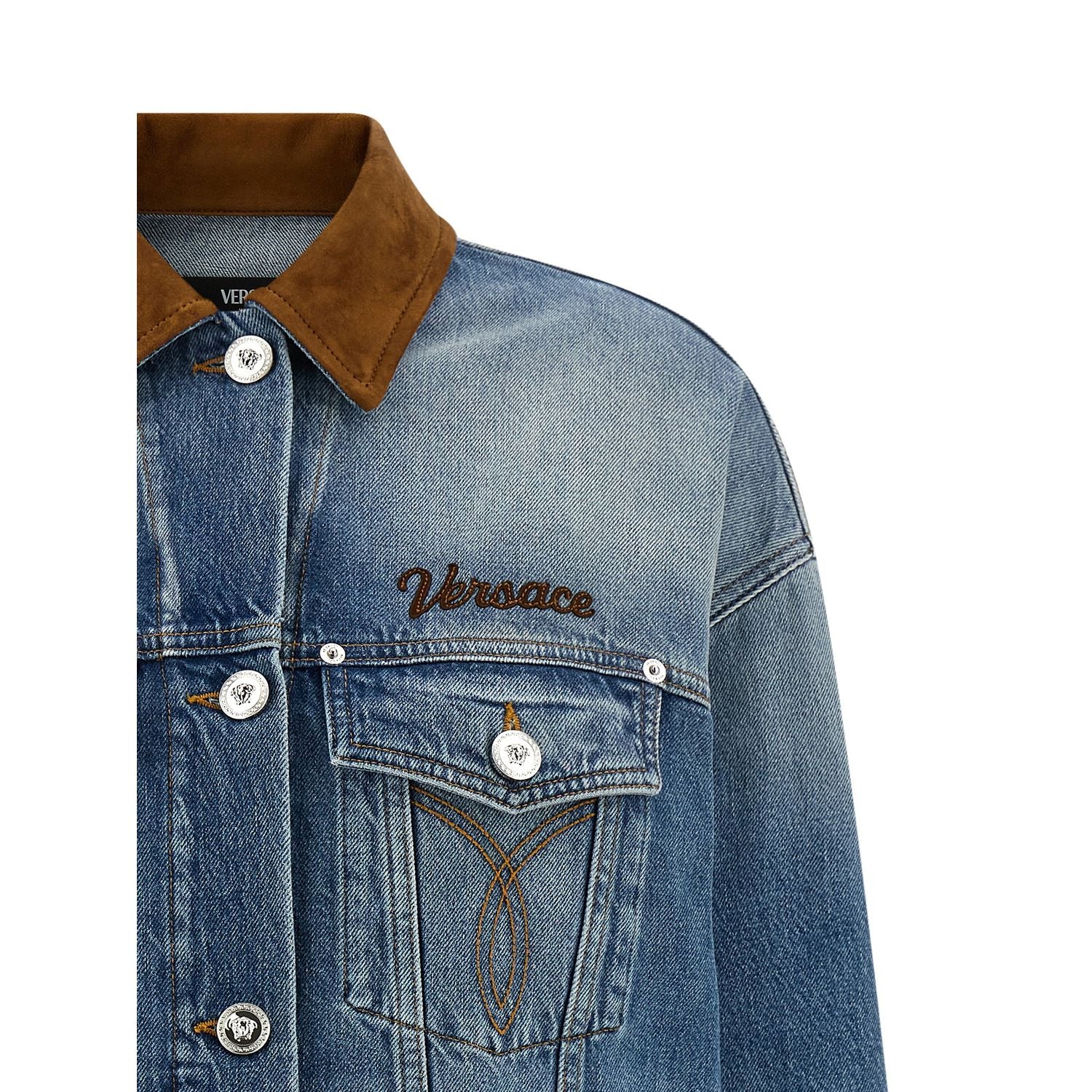 Versace Blue Cotton Denim Jacket