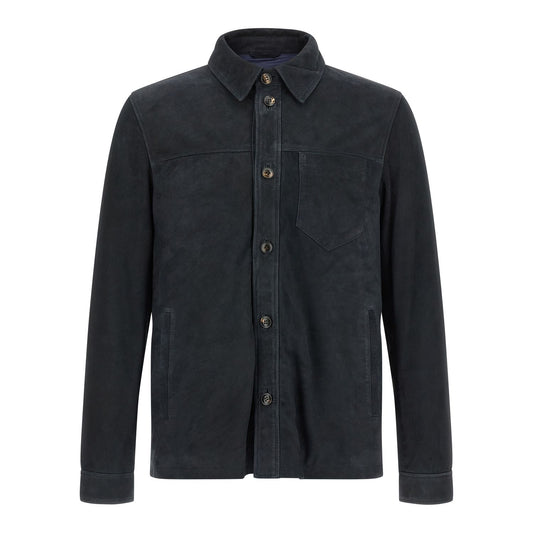 Pal Zileri Blue Leather Leather Jacket