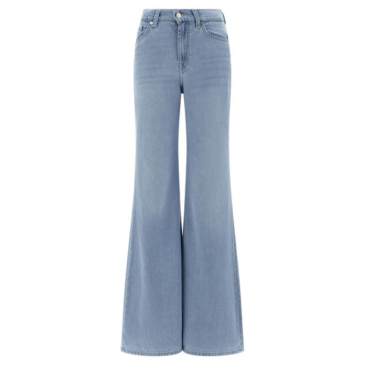 7 For All Mankind Blue Cotton Flared Jeans