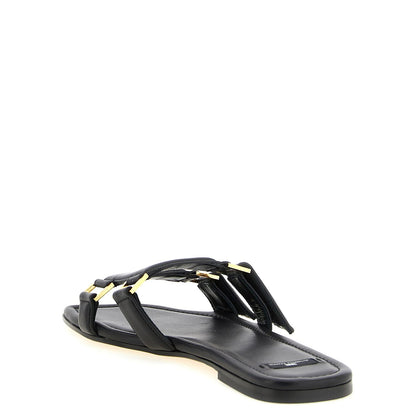 Elisabetta Franchi Black Lambskin Slides