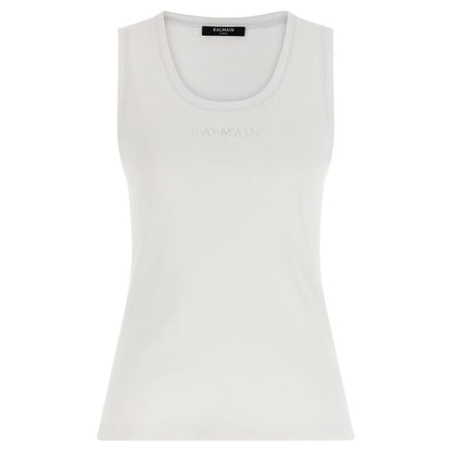 Balmain White Cotton Tank Tops
