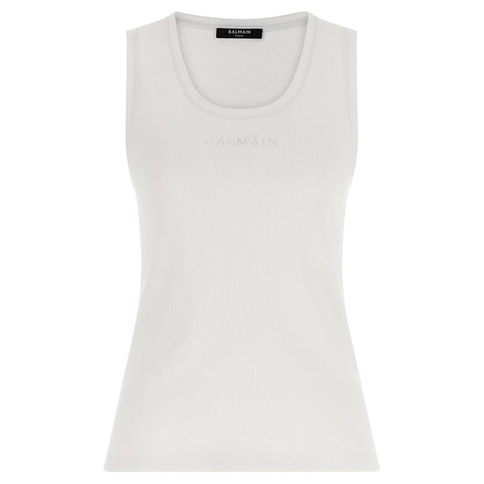 Balmain White Cotton Tank Tops
