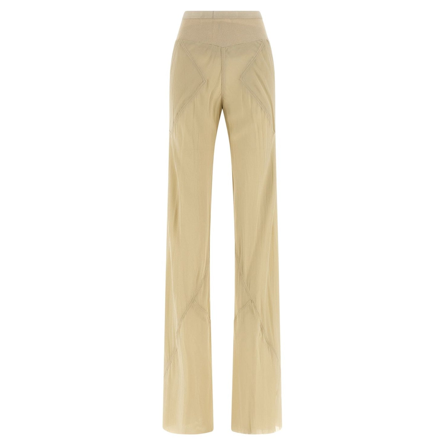 Rick Owens Beige Silk Flared Pants
