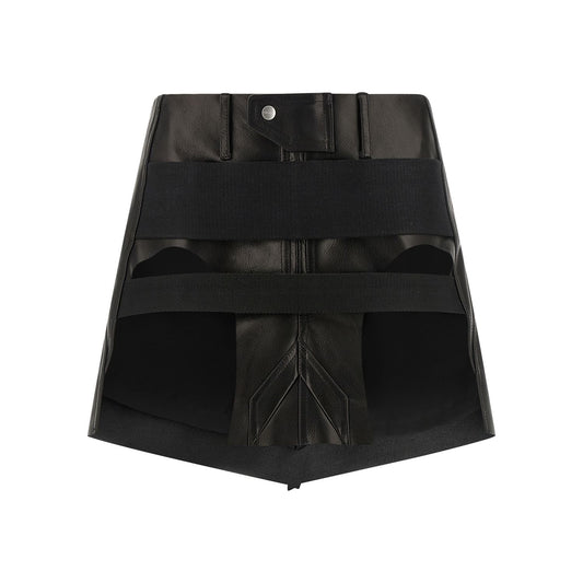Rick Owens Black Calfskin Long Skirt