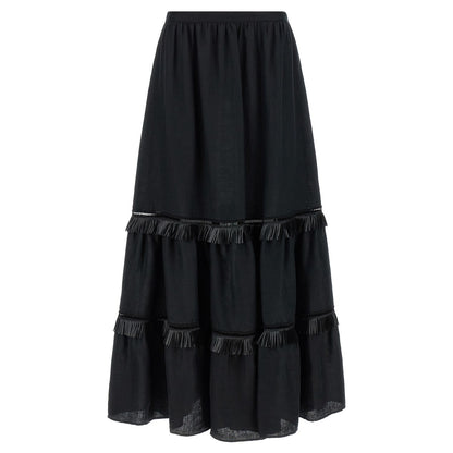 Kiton Black Linen Mini Skirt