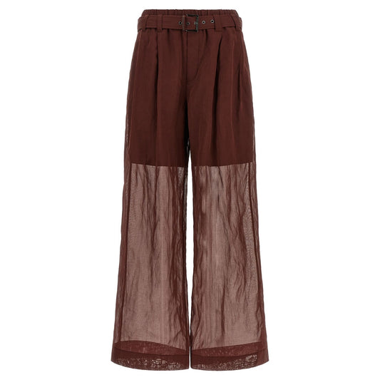 Brunello Cucinelli Bordeaux Cotton Flared Pants