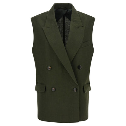 Max Mara Bicolor Linen Sleeveless Jacket