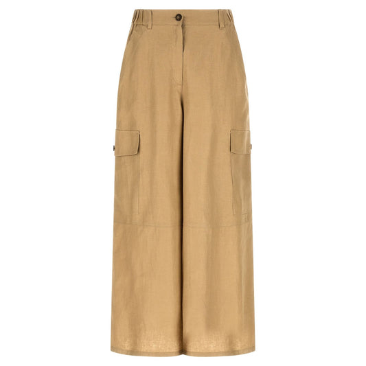 Max Mara Beige Linen Cargo Pants