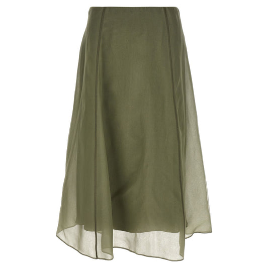 Brunello Cucinelli Bicolor Silk Midi Skirt