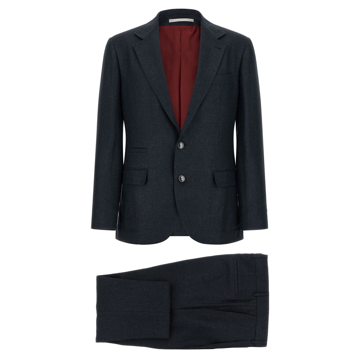 Brunello Cucinelli Blue Silk Two-Piece Suit
