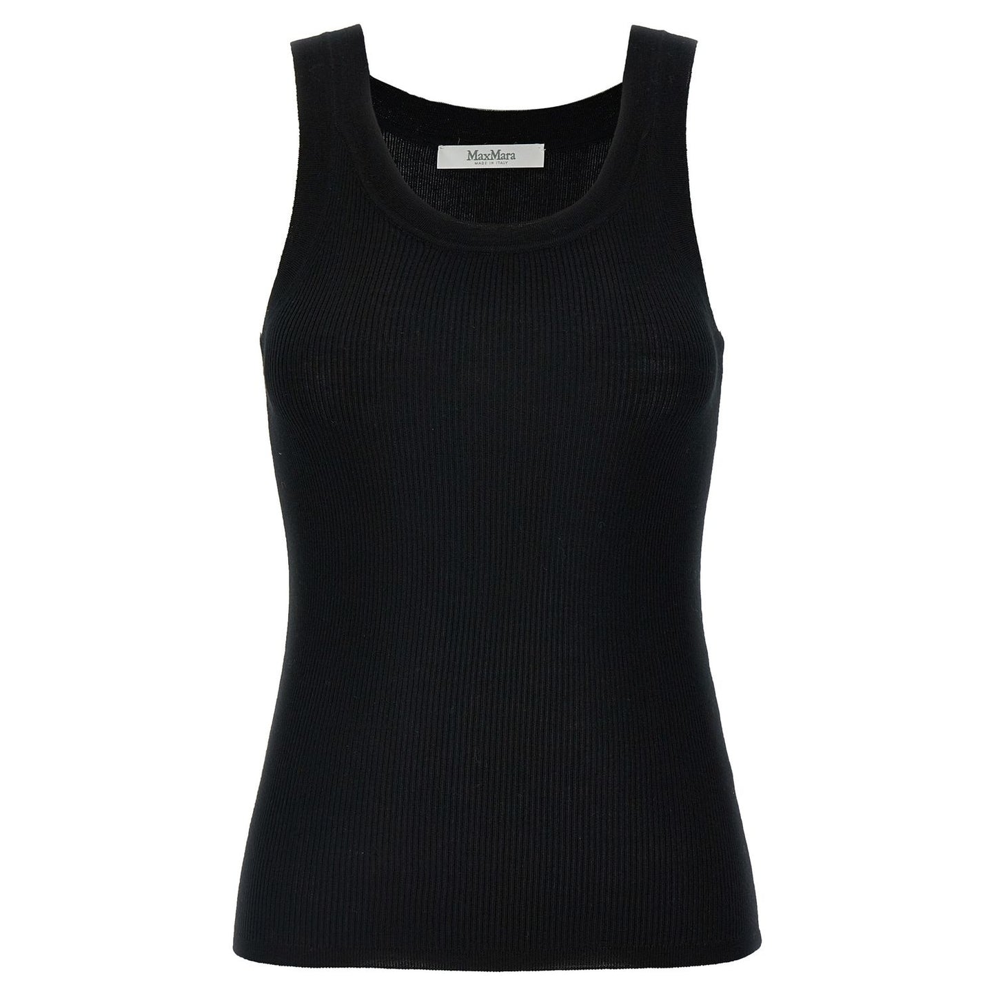 Max Mara Black Virgin Wool Sleeveles T-Shirt