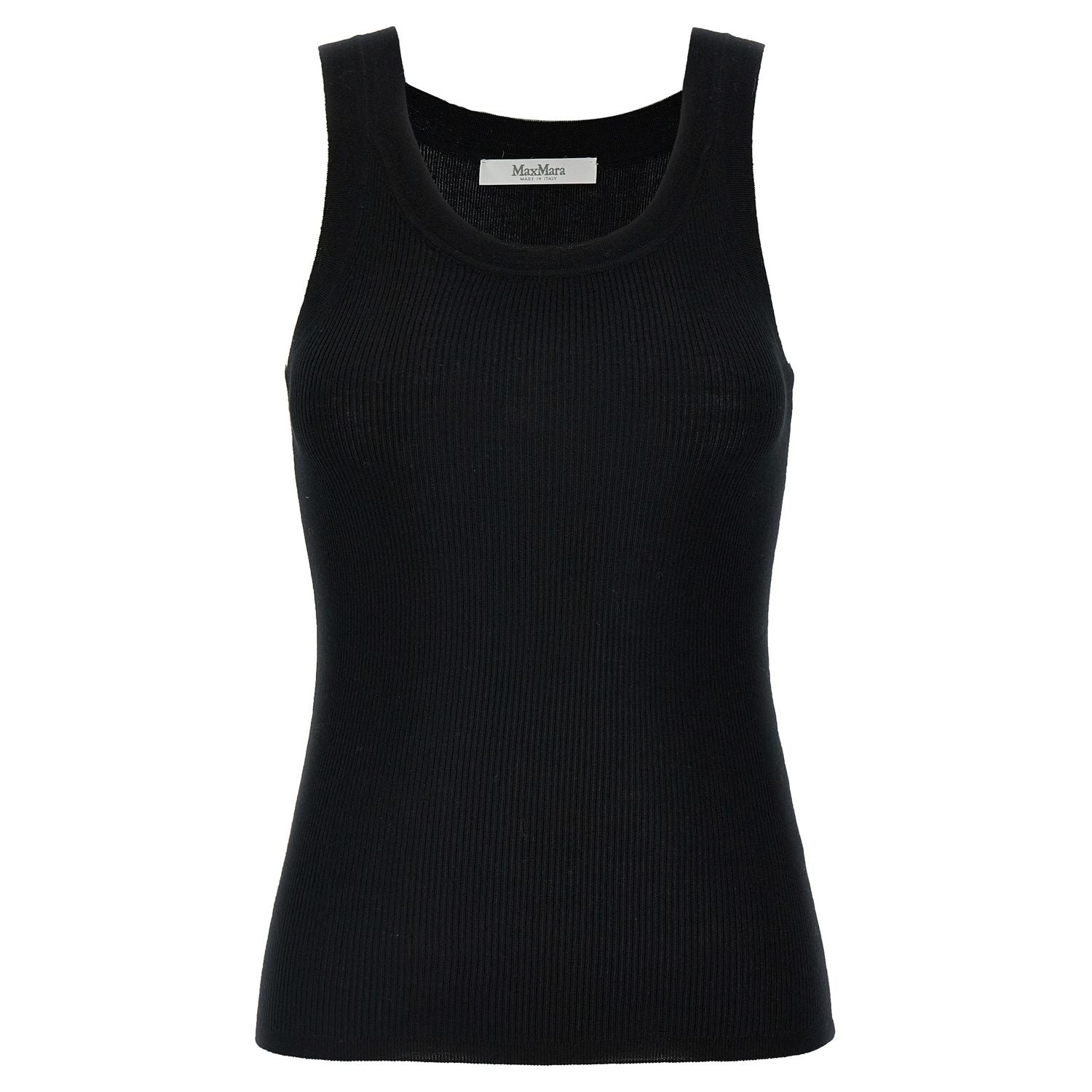 Max Mara Black Virgin Wool Sleeveles T-Shirt