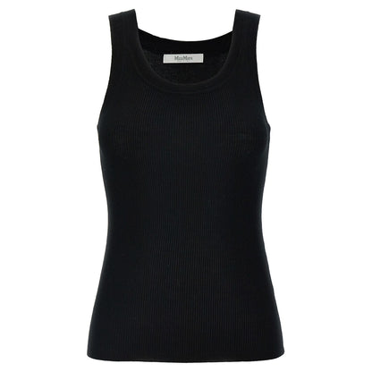 Max Mara Black Virgin Wool Sleeveles T-Shirt