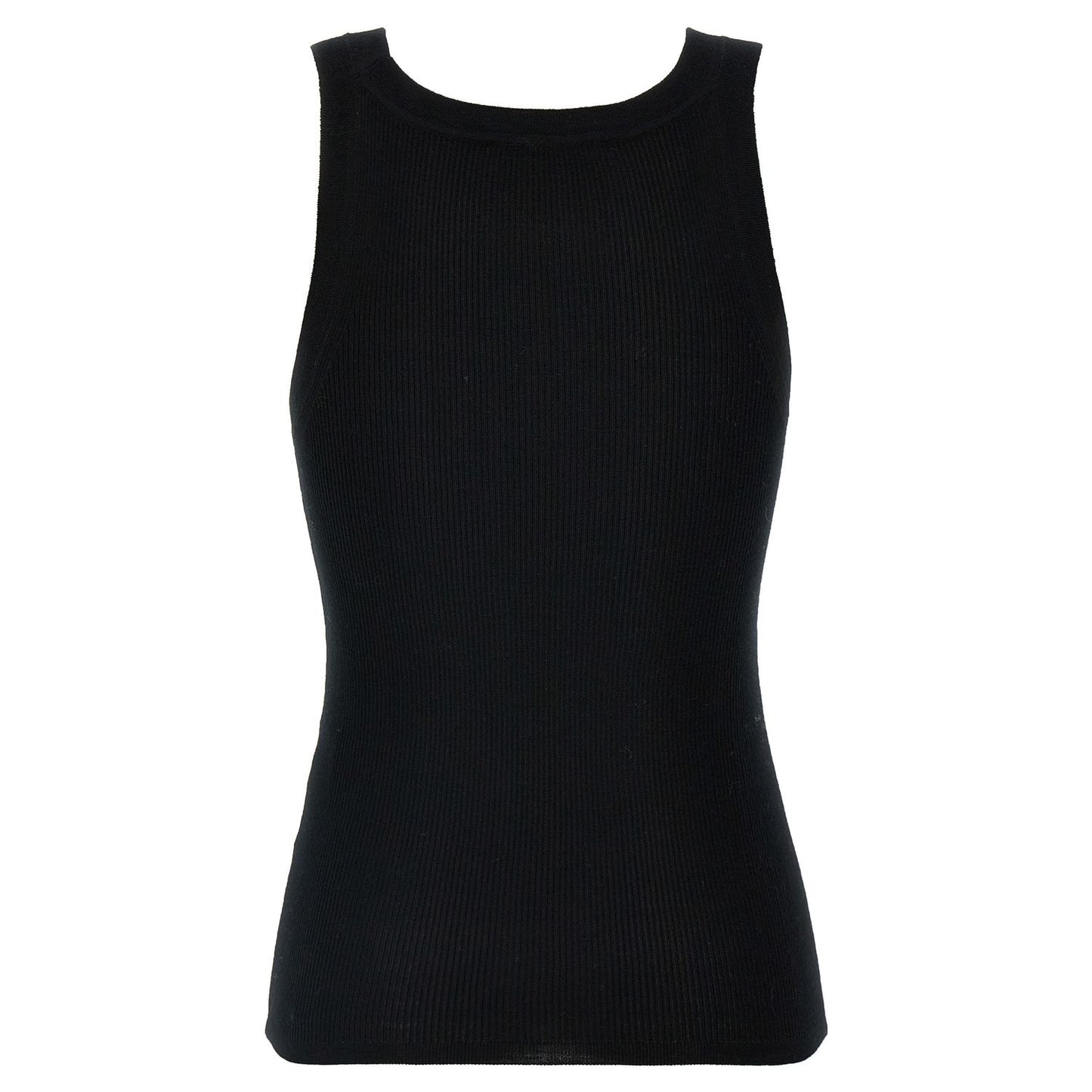 Max Mara Black Virgin Wool Sleeveles T-Shirt