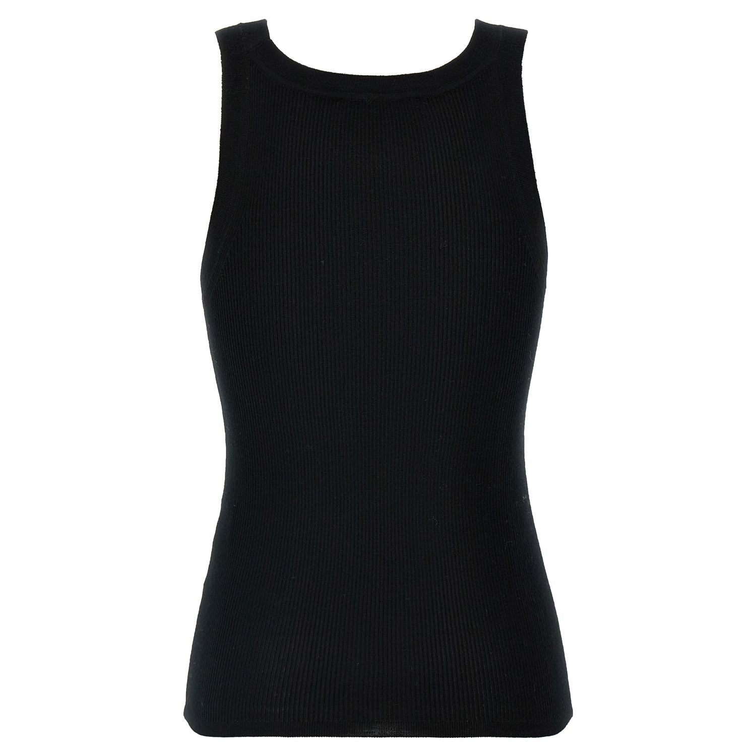 Max Mara Black Virgin Wool Sleeveles T-Shirt