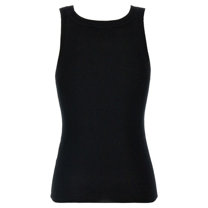 Max Mara Black Virgin Wool Sleeveles T-Shirt