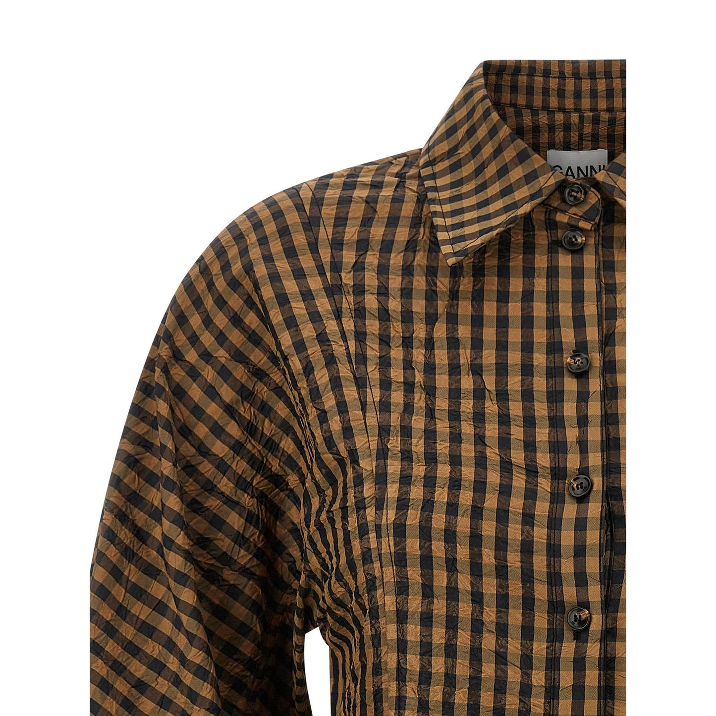 Ganni Brown Recycled Polyester Blouse