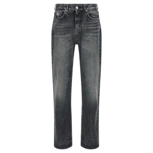 Versace Gray Cotton Straight-Leg Jeans