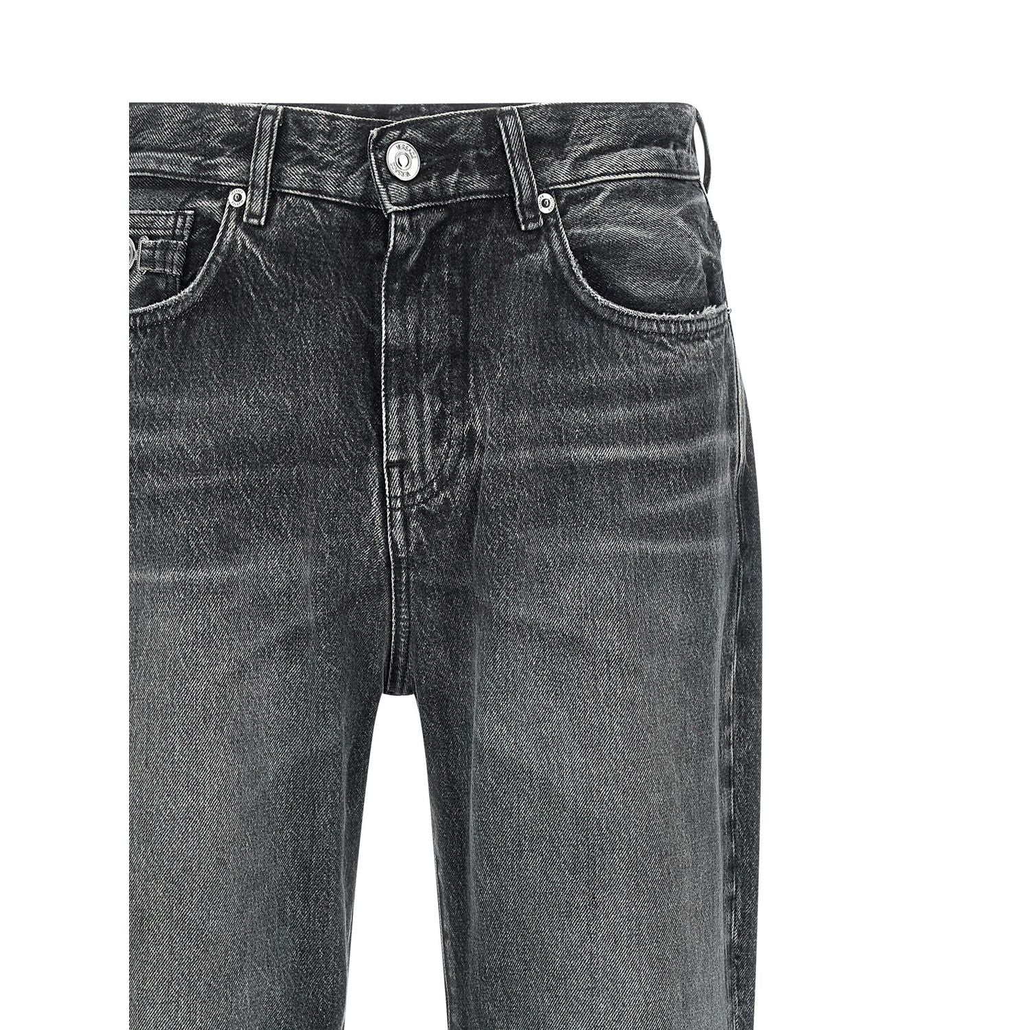 Versace Gray Cotton Straight-Leg Jeans