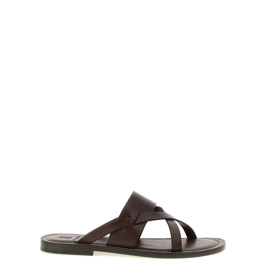 Brunello Cucinelli Brown Calfskin Slides