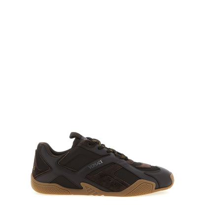 Versace Brown Calfskin Athletic Sneakers