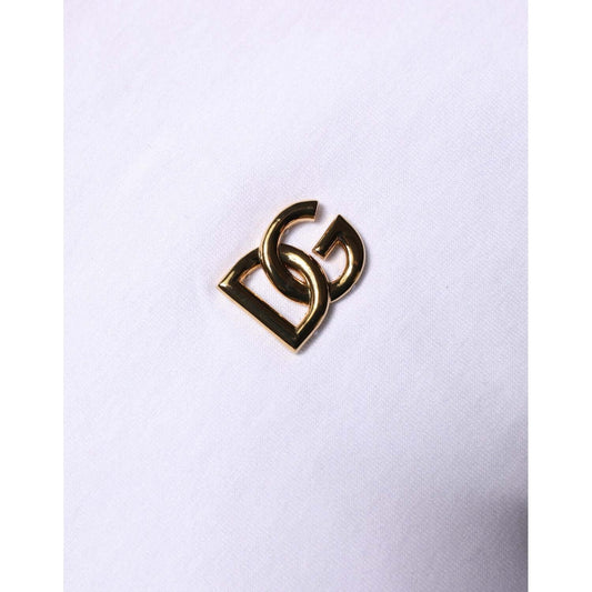 Dolce & Gabbana White Metal DG Logo Cotton Short Sleeves T-shirt