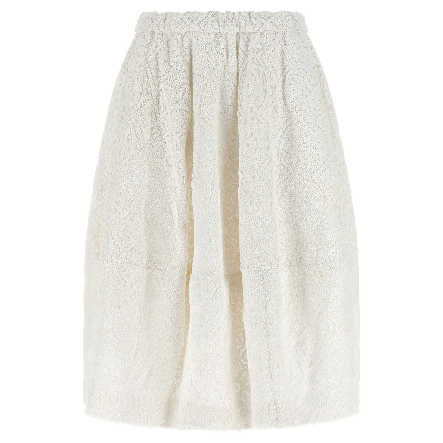 Comme Des Garçons White Cotton Midi Skirt