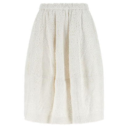 Comme Des Garçons White Cotton Midi Skirt