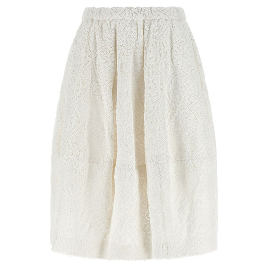 Comme Des Garçons White Cotton Midi Skirt