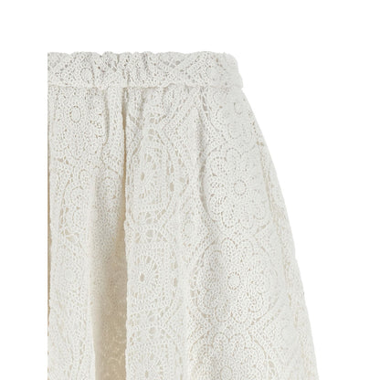 Comme Des Garçons White Cotton Midi Skirt