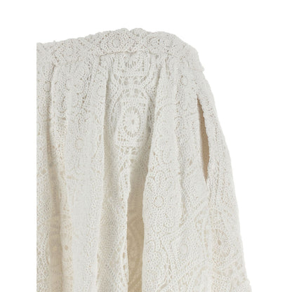 Comme Des Garçons White Cotton Midi Skirt