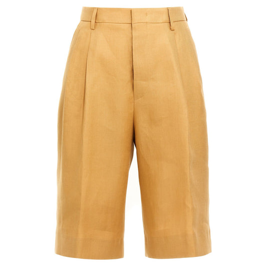 Tagliatore Orange Linen Bermuda Shorts