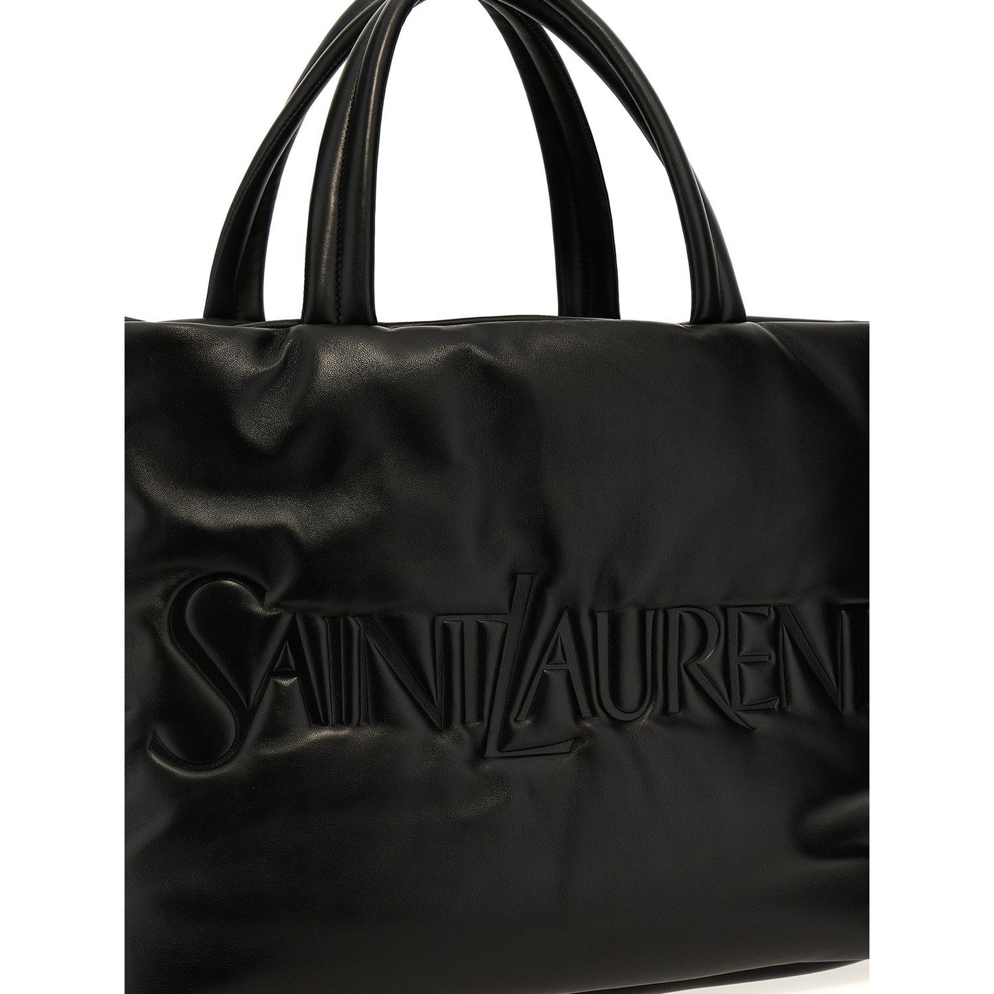 Saint Laurent Black Lamb Leather Tote Bag