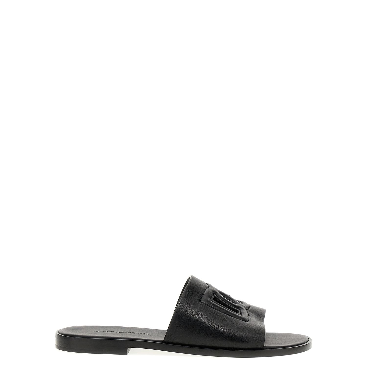 Dolce & Gabbana Black Leather Slides
