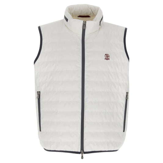 Brunello Cucinelli White Polyamide Sleeveless Jacket