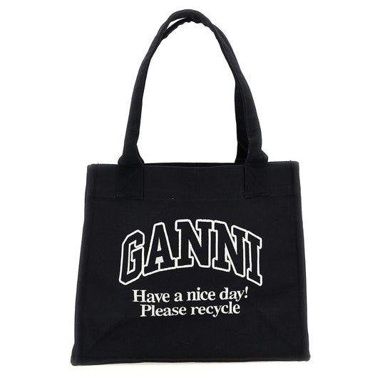 Ganni Bicolor Recycled Cotton Tote Bag