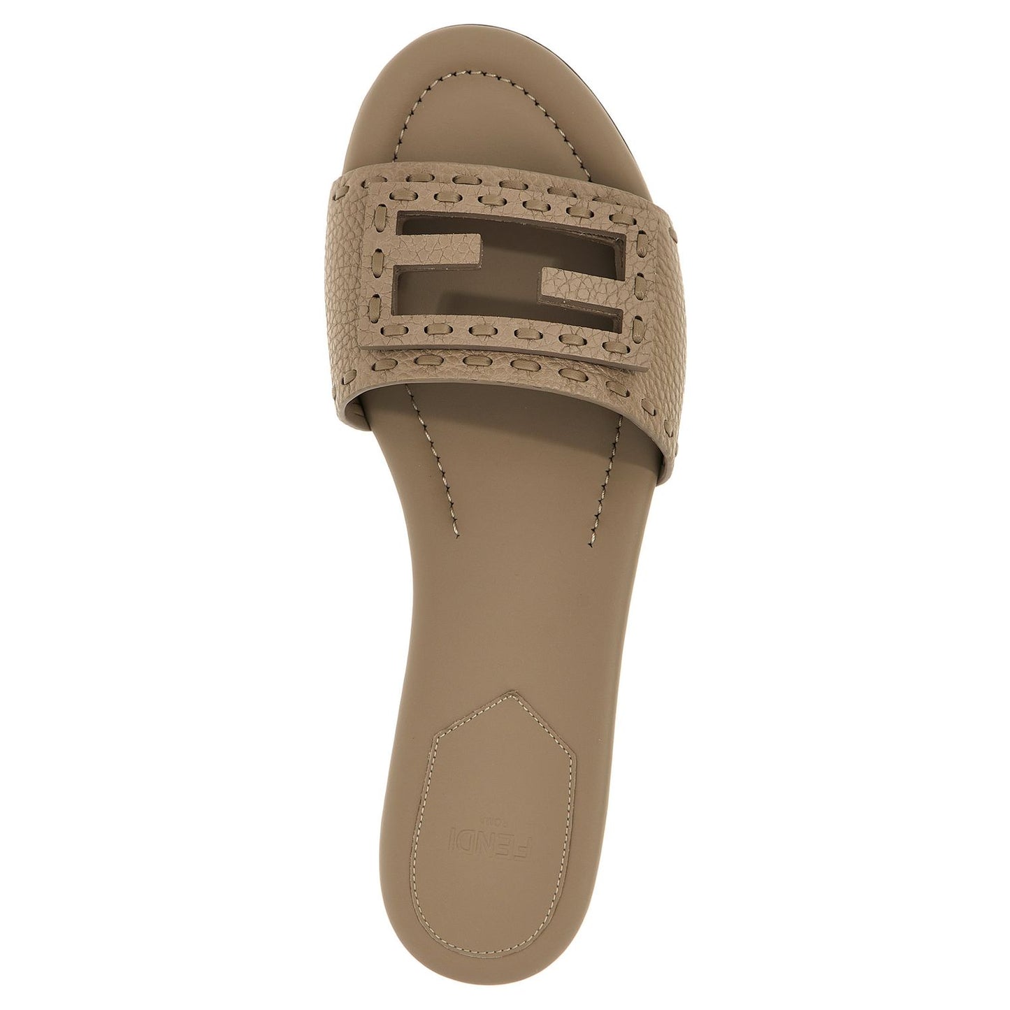 Fendi Gray Calfskin Slides