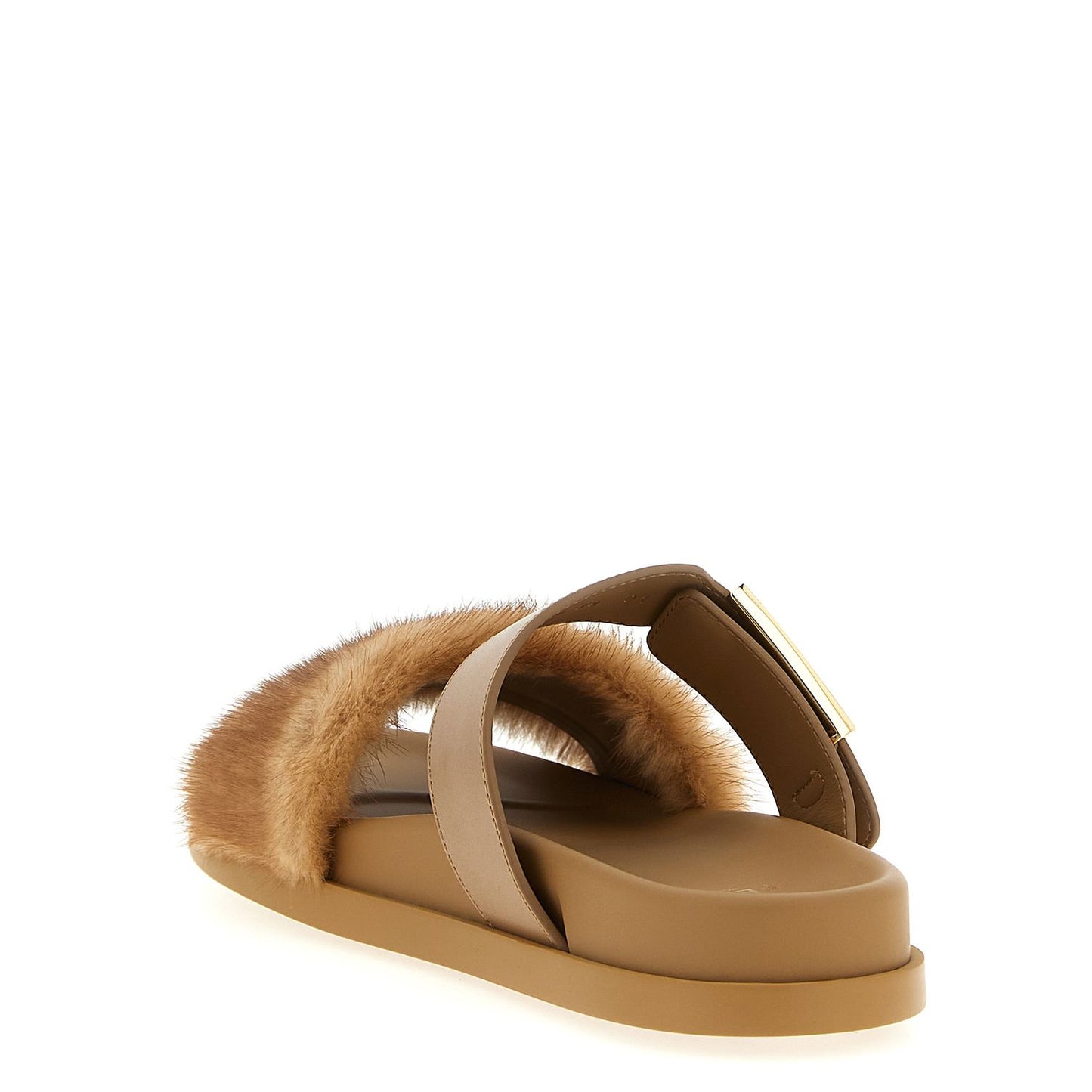 Fendi Brown Leather Slides