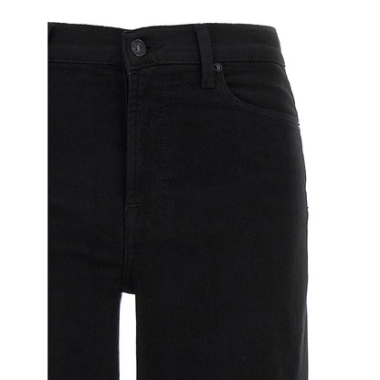 7 For All Mankind Black Cotton Flared Jeans