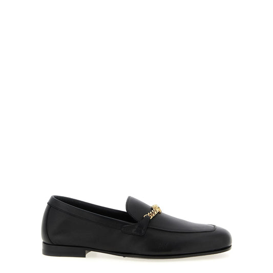 Versace Black Calfskin Slip-On Loafers