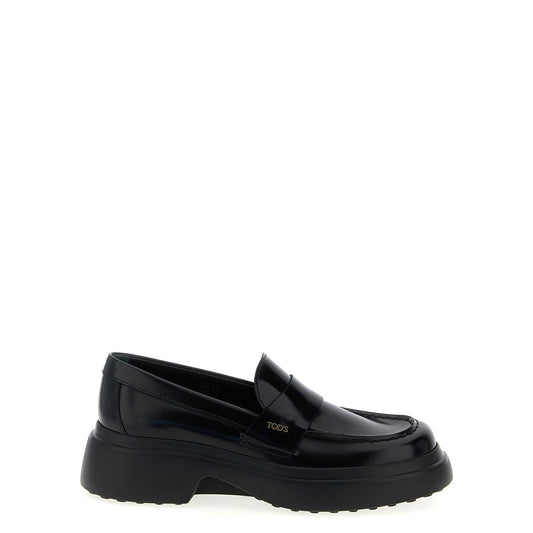 Tod's Black Calfskin Slip-On Loafers