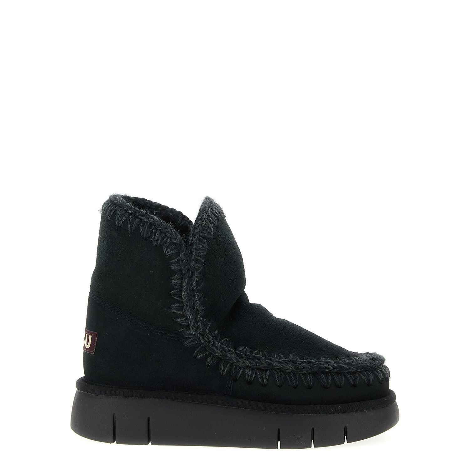Mou Black Lamb Leather Ankle Boots