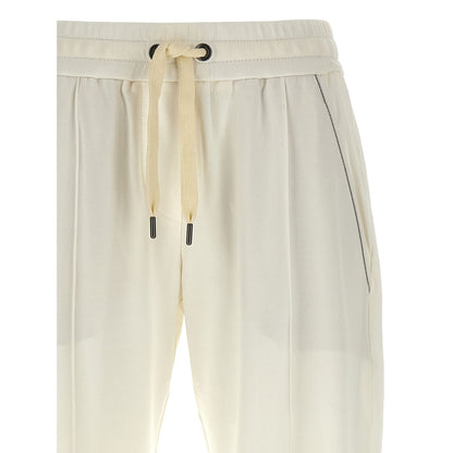 Brunello Cucinelli White Cotton Joggers (Workout Pants)