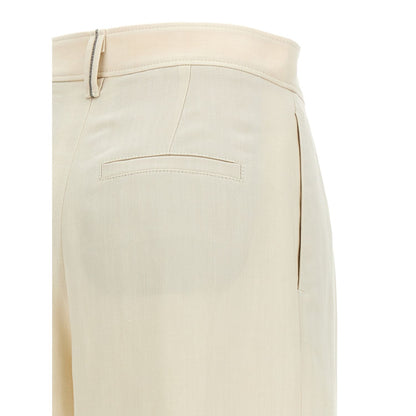 Brunello Cucinelli White Viscose Casual Pants