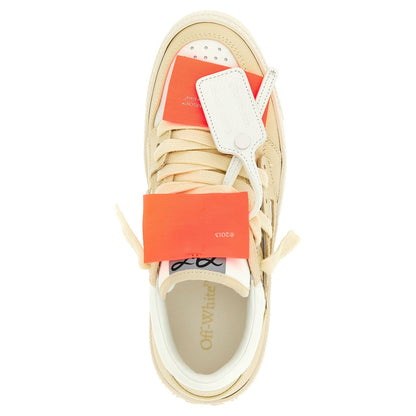 Off-White Beige Leather Low Top Sneakers