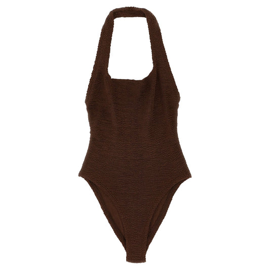 Hunza G Brown Polyamide One-Piece Swimsuit