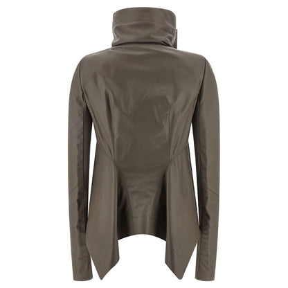 Rick Owens Gray Lamb Leather Leather Jacket