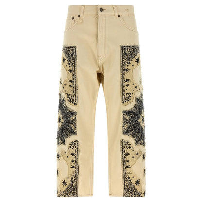 R13 Beige Cotton Straight-Leg Jeans