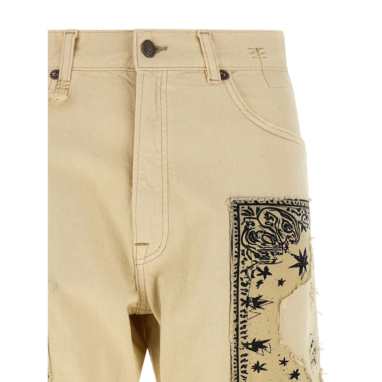 R13 Beige Cotton Straight-Leg Jeans